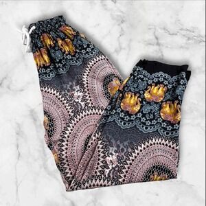 Boho Harem Yoga Pant Womens OS Elephant Mandala Print Hippie Relaxed Fit Pockets